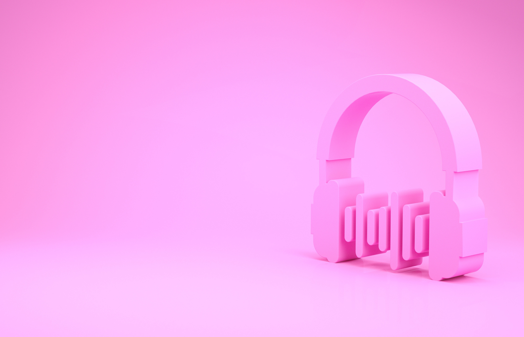 Pink Headphone and Sound Waves Icon Isolated on Pink Background. Concept Object for Listening to Music, Service, Communication and Operator. Minimalism Concept. 3D Illustration 3D Render